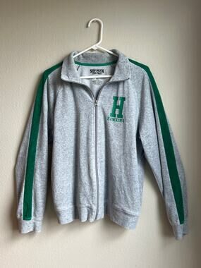 Netflix Stranger Things Hawkins High School Zip Up Track Jacket Grey Green XL